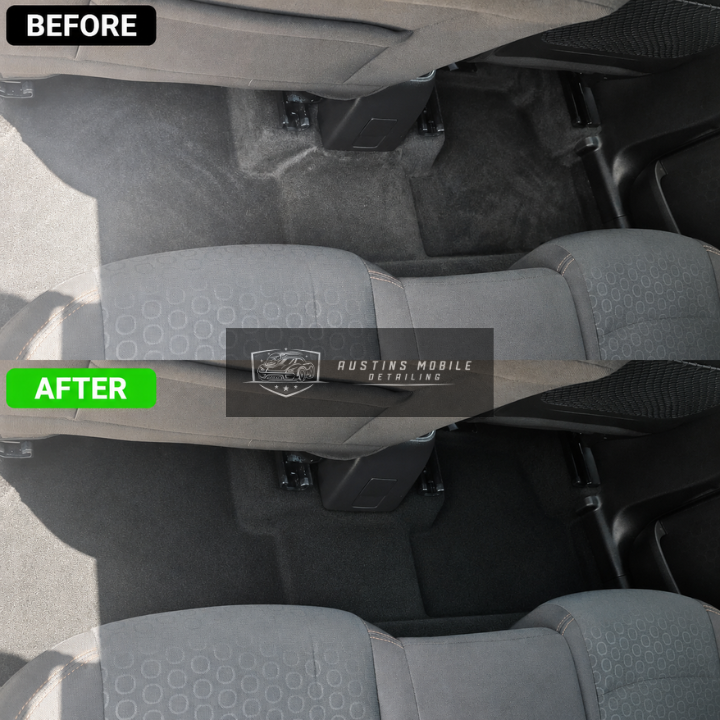 Dusty carpet cleaned up for a neater ride.